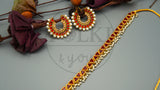 Geometrical Kundan Choker & Chamki Baali Set